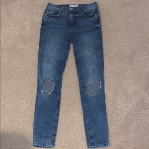 Free People High Rise Ripped Skinny Jeans